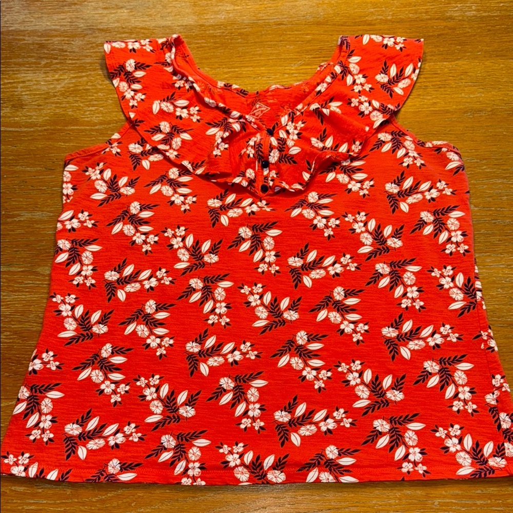 St. John's Bay Red and White Blouse with Playful Print